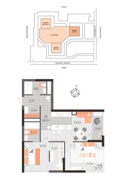 2-к квартира, вторичка, 67м2, 15/21 этаж