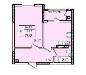1-к квартира, вторичка, 39м2, 1/8 этаж