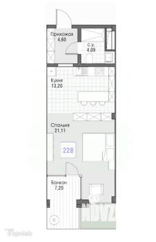 1-к квартира, вторичка, 50м2, 2/16 этаж