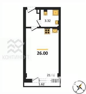 Студия квартира, вторичка, 26м2, 4/8 этаж