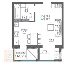 Студия квартира, вторичка, 33м2, 6/9 этаж
