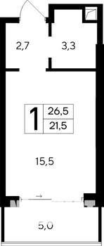 1-к квартира, строящийся дом, 27м2, 9/12 этаж