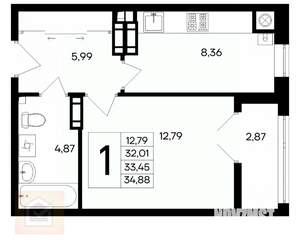 1-к квартира, вторичка, 35м2, 5/8 этаж