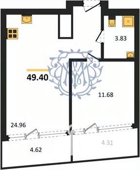 1-к квартира, вторичка, 49м2, 4/22 этаж