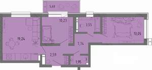 2-к квартира, вторичка, 60м2, 3/16 этаж