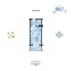 Студия квартира, вторичка, 30м2, 8/12 этаж