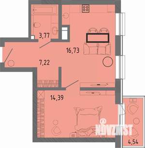 1-к квартира, вторичка, 43м2, 6/16 этаж