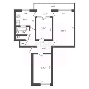 3-к квартира, вторичка, 58м2, 4/5 этаж