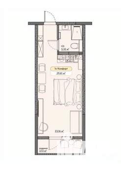 Студия квартира, вторичка, 30м2, 8/9 этаж