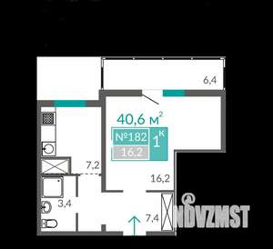 Студия квартира, вторичка, 41м2, 4/10 этаж