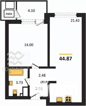 1-к квартира, вторичка, 45м2, 9/9 этаж