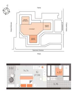 Студия квартира, вторичка, 28м2, 15/21 этаж