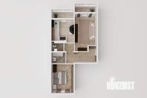 2-к квартира, строящийся дом, 63м2, 1/8 этаж