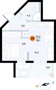 1-к квартира, вторичка, 38м2, 5/6 этаж