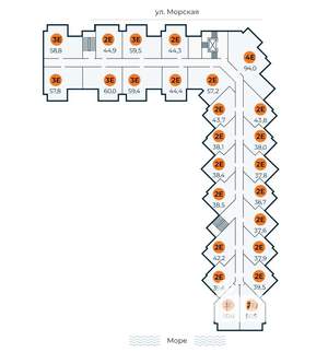 1-к квартира, строящийся дом, 44м2, 4/7 этаж