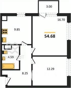 2-к квартира, вторичка, 55м2, 4/4 этаж