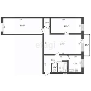 3-к квартира, вторичка, 55м2, 2/5 этаж