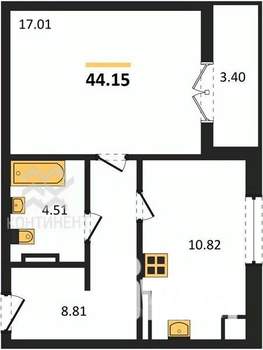 1-к квартира, вторичка, 44м2, 8/8 этаж