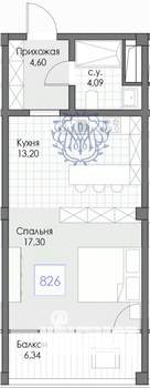 Студия квартира, вторичка, 48м2, 6/14 этаж