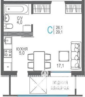 Студия квартира, строящийся дом, 32м2, 9/9 этаж