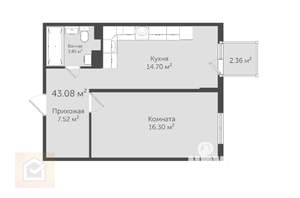 1-к квартира, вторичка, 43м2, 3/4 этаж