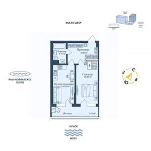 1-к квартира, вторичка, 52м2, 2/12 этаж