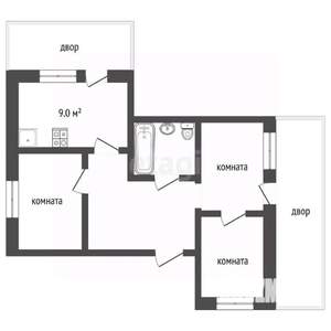 3-к квартира, вторичка, 63м2, 1/1 этаж