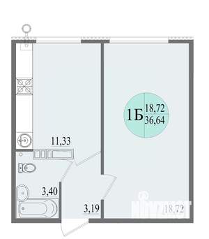 1-к квартира, вторичка, 37м2, 2/8 этаж
