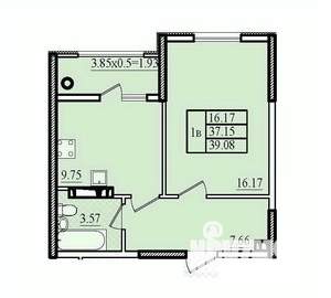 1-к квартира, строящийся дом, 39м2, 4/8 этаж