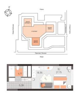 Студия квартира, вторичка, 28м2, 15/21 этаж