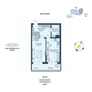 1-к квартира, вторичка, 52м2, 3/12 этаж