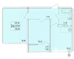 2-к квартира, вторичка, 51м2, 8/8 этаж