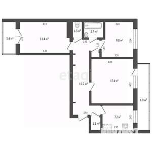 3-к квартира, вторичка, 64м2, 4/9 этаж
