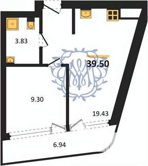 1-к квартира, вторичка, 40м2, 12/22 этаж