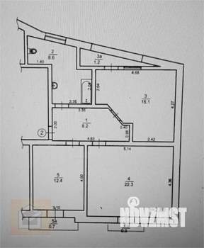 3-к квартира, вторичка, 68м2, 2/5 этаж
