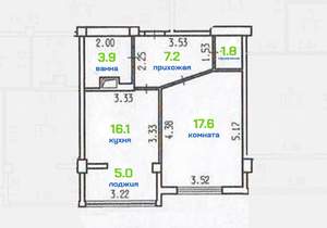 1-к квартира, вторичка, 46м2, 2/9 этаж