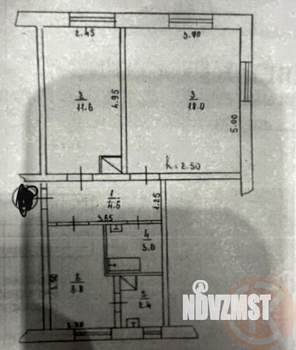 2-к квартира, вторичка, 46м2, 1/2 этаж
