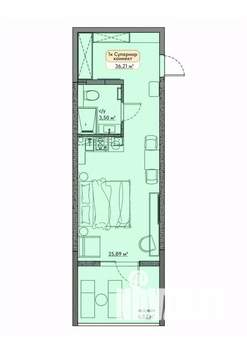 Студия квартира, вторичка, 29м2, 9/9 этаж