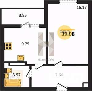 1-к квартира, вторичка, 39м2, 4/8 этаж