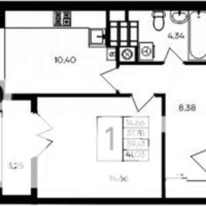 1-к квартира, вторичка, 41м2, 5/7 этаж