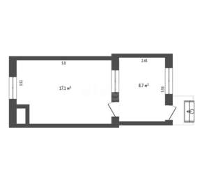 1-к квартира, вторичка, 26м2, 1/1 этаж