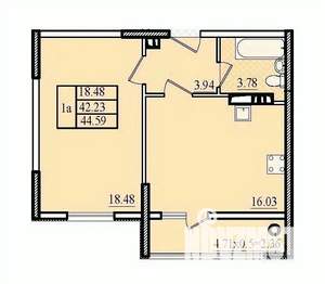 1-к квартира, вторичка, 45м2, 3/8 этаж