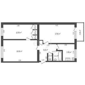 3-к квартира, вторичка, 68м2, 2/5 этаж
