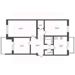 3-к квартира, вторичка, 64м2, 5/5 этаж