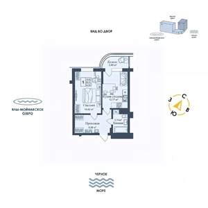 1-к квартира, строящийся дом, 44м2, 8/12 этаж
