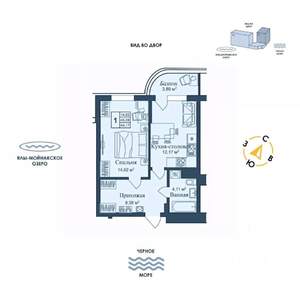 1-к квартира, вторичка, 44м2, 4/12 этаж