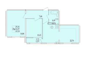 2-к квартира, вторичка, 63м2, 5/8 этаж