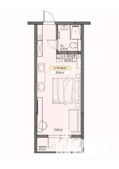 Студия квартира, вторичка, 30м2, 8/9 этаж