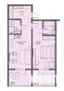 Студия квартира, вторичка, 65м2, 5/9 этаж