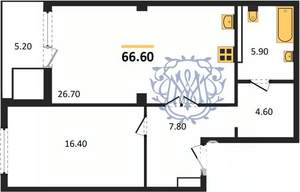 1-к квартира, вторичка, 67м2, 5/9 этаж